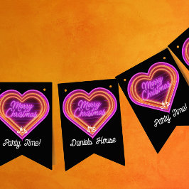 ネオンメリークリスマスパーティー バンティングフラッグ