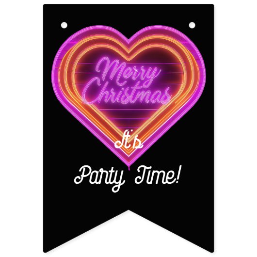 ネオンメリークリスマスパーティー バンティングフラッグ (第1の旗)