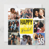 ネオンモダンイエローフレンズフォトコラージュ誕生日 カード (正面)