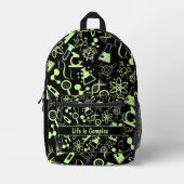 ネオンモダンイエロー生化学生命は複雑である プリントバックパック (正面)