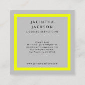 ネオンモダンイエロー美しいラッシュエステティシャンスクア スクエア名刺 (裏面)