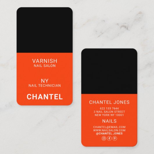 ネオンモダンオレンジシックスタイリッシュトレンディーポーランド 名刺 (正面/裏面)