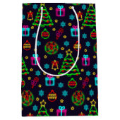 ネオンモダンカラフルライトクリスマス ミディアムペーパーバッグ (正面)