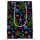 ネオンモダンカラフルライトクリスマス ミディアムペーパーバッグ (裏面)