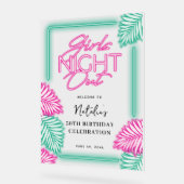 ネオンモダンガールズナイトアウト誕生日へようこそ アクリルサイン (傾斜)