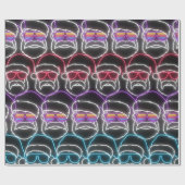 ネオンモダンクリスマスサンタ ラッピングペーパー (フラット)