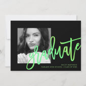 ネオンモダングラデーションタイポグラフィフォトグリーングラード 招待状 (正面)