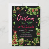 ネオンモダンサンタクリスマスパーティー 招待状 (正面)