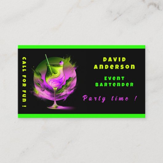 ネオンモダンパーティー時間パーソナライズされたプロフェッショナル 名刺 (正面)