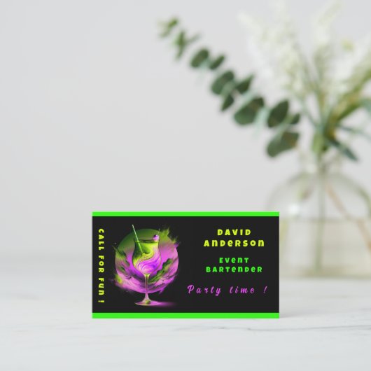 ネオンモダンパーティー時間パーソナライズされたプロフェッショナル 名刺 (スタンド正面)
