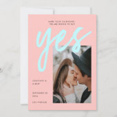 ネオンモダンピンクミントビッグスクリプトフォトズ結婚ーズ セーブザデート (正面)