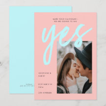 ネオンモダンピンクミントビッグスクリプトフォトズ結婚ーズ