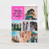 ネオンモダンピンク写真コラージグリッド21誕生日 カード (正面)