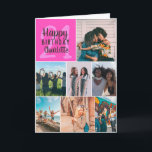 ネオンモダンピンク写真コラージグリッド21誕生日 カード<br><div class="desc">ネオクールンモダンク写真のコラージュのグリッド21誕生日、あなたの友人の写真の追加お気に入りの8モダンとスクリプトクールフォントタイポグラフィ。メッセージを追加する。</div>