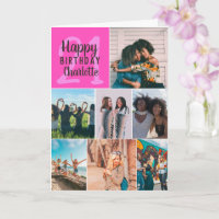 ネオンモダンピンク写真コラージグリッド21誕生日