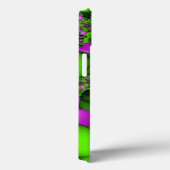 ネオンモダンピンク緑フラクタルフラワーモノグラム Case-Mate iPhoneケース (裏面 / 右)