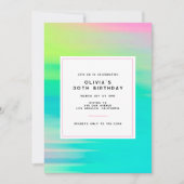 ネオンモダンブライトカラフルバースデーパーティー 招待状 (正面)