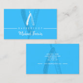 ネオンモダンブルー理容師カミソリデザイン 名刺 (正面/裏面)