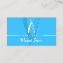 ネオンモダンブルー理容師カミソリデザイン