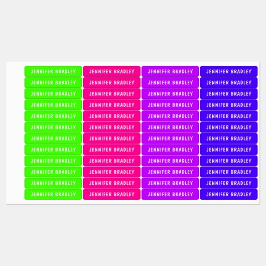 ネオンモダンボーイガールカスタム名パーソナライズされた ラベル (シート)