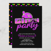 ネオンモダンボーリングパーティーバッシュ誕生日パーティー 招待状 (正面/裏面)