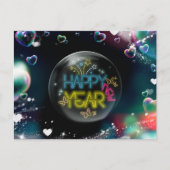 ネオンモダンリードハッピーニューイヤーのホリデーハガキ ポストカード (正面)