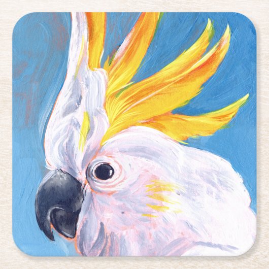 ネオンモホーク – コカトゥー スクエアペーパーコースター (正面)