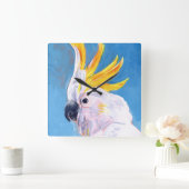 ネオンモホーク-コッカトゥー スクエア壁時計 (ホーム)