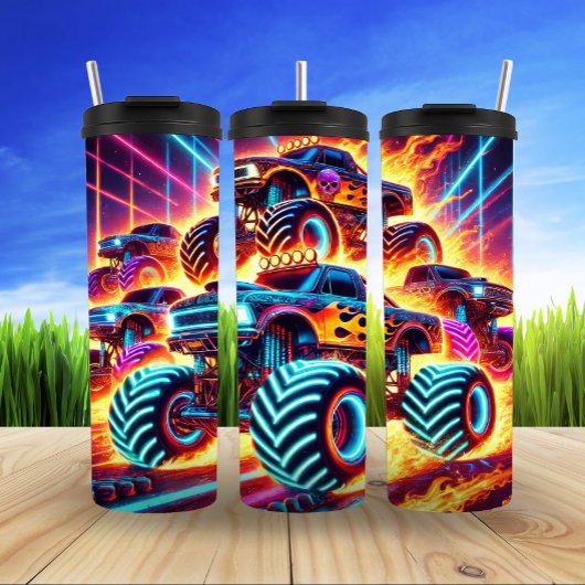 ネオンモンスタートラックレーシングフレイムスリル タンブラー