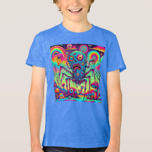 ネオンモンスターマッドネストリップ(幻覚体験)のようなエイリアン トライブレンドTシャツ