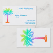 ネオンヤシの熱帯夏の明るいカラフルおもしろい 名刺 (正面/裏面)