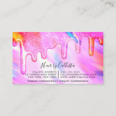 ネオンユニコーンホログラフィック厚いグリッタードリップヘア 名刺 (裏面)