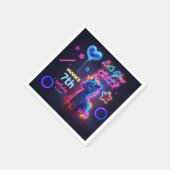 ネオンユニコーン誕生日パーティーズグロー熱狂する スタンダードカクテルナプキン (角)