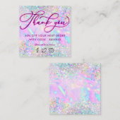 ネオンユー感謝していグリッターopalテクスチャー割引カード スクエア名刺 (正面/裏面)