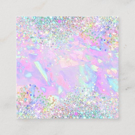 ネオンユー感謝していグリッターopalテクスチャー割引カード スクエア名刺 (裏面)