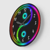 ネオンライクレインボー陰陽 ラージ壁時計 (傾斜)