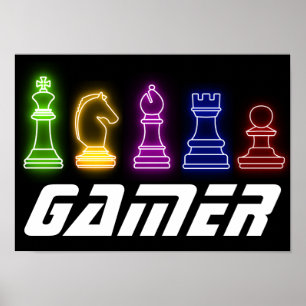 ネオンライツゲーマーチェス駒チェスキング ポスター