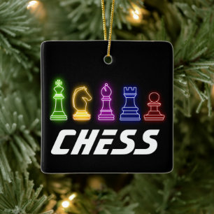 ネオンライツチェス駒チェス王クリスマス セラミックオーナメント