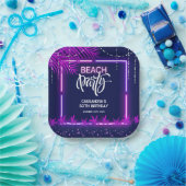 ネオンライツパームビーチナイトパーティー誕生日 ペーパープレート (パーティー)