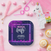 ネオンライツパームビーチナイトパーティー誕生日 ペーパープレート (パーティー)