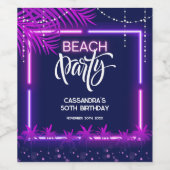 ネオンライツパームビーチナイトパーティー誕生日 ワインラベル (シングルラベル)