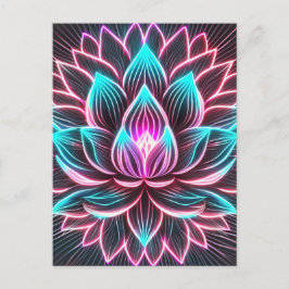ネオンライツロータスフラワーアクワーニング霊気魔法 ポストカード