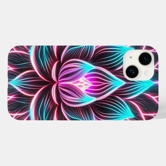 ネオンライツロータスフラワーアクワーニング霊気魔法 Case-Mate iPhoneケース (裏面 (横))