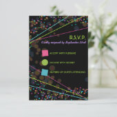 ネオンライトが暗闇で輝くRSVP返信カード 招待状 (スタンド正面)