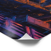 ネオンライトと夕暮れ時のムーディシティスケープ ポスター (コーナー)