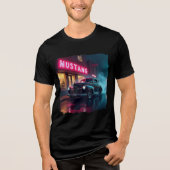 ネオンライトの下の1940年代のクラシックカー トライブレンドTシャツ (正面)