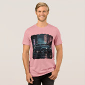 ネオンライトの下の1940年代のクラシックカー トライブレンドTシャツ (正面全面)