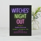 ネオンライトの魔女の夜のハロウィンパーティー 招待状 (スタンド正面)