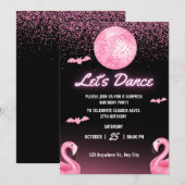 ネオンライトアダルトディスコ バースデーパーティー招待状 招待状 (正面/裏面)