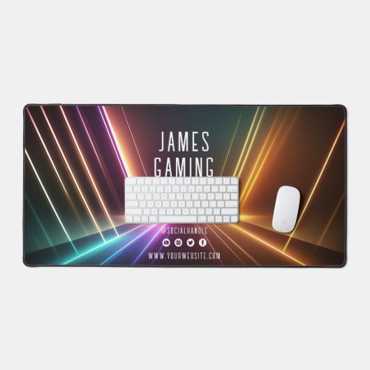 ネオンライトゲーミングゲーマーソーシャルメディアパーソナライズされた デスクマット (キーボード&マウス)